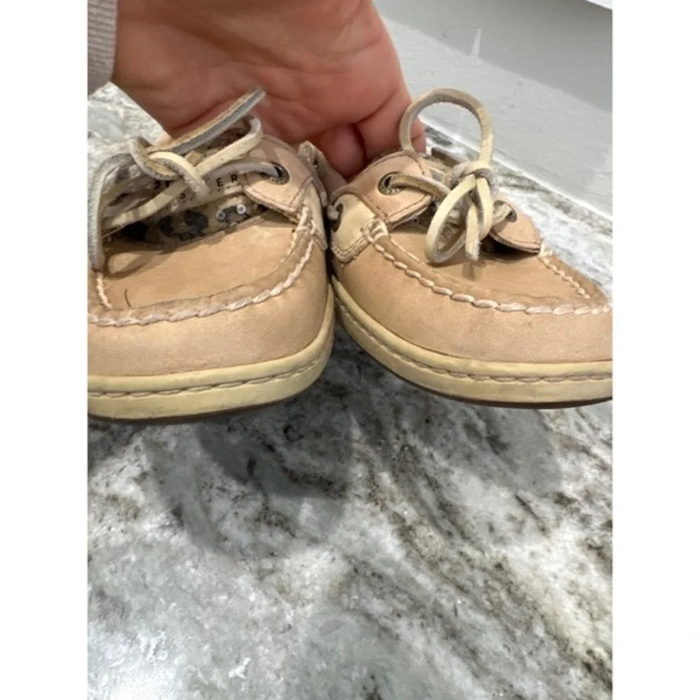 Sperry Top-Sider Angelfish Leopard Sequined Boat Shoes-Brown/Tan-Women‎ sz 7.5M